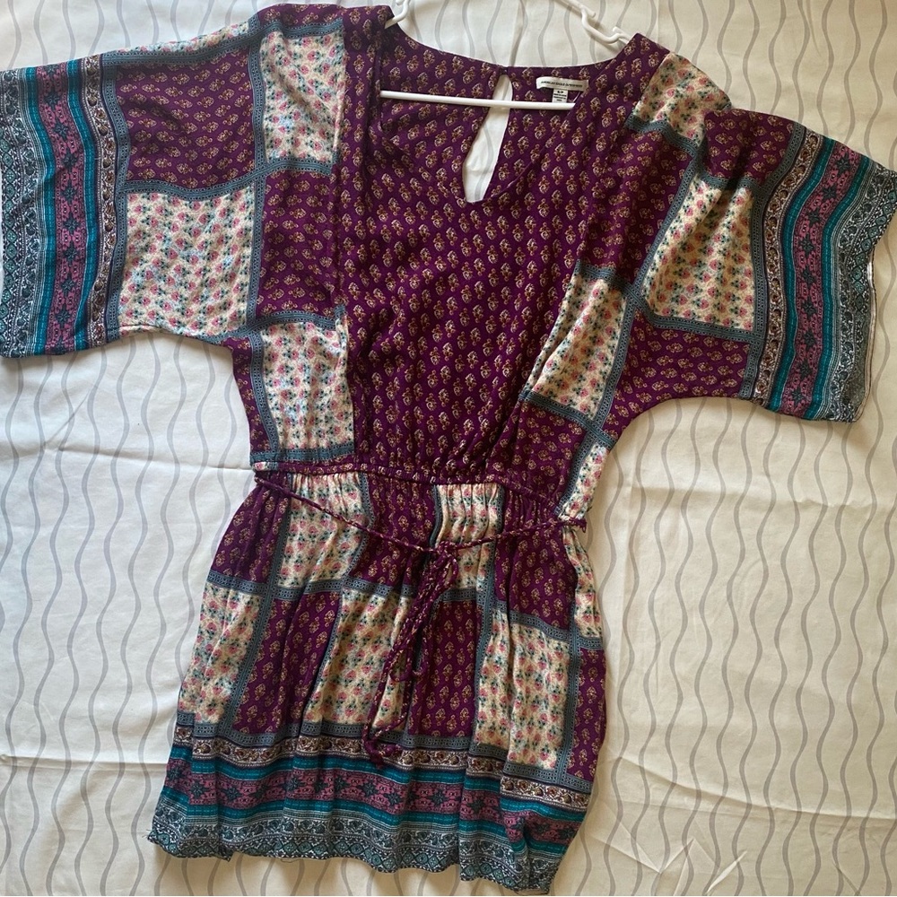 American Eagle Outfitters Purple Wrap Mini Dress
